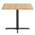 thumbnail image 6 of Flash Furniture 36" Square Solid Wood Commercial Indoor Tabletop in Natural with 30" x 30" Dining Height Rust-Resistant Black Cast Iron X-Base, 6 of 10