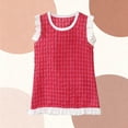 thumbnail image 6 of DISKEBUISS Girls' Casual Dress Ruffle Trim Collar Gingham Sleeveless Round Neck Soft Dress for Everyday Comfort Wear, 6 of 6