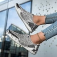 thumbnail image 4 of Women's Men's Glitter Sparkly Lace Up Sneakers Wide Width Non Slip Sequin Flat Walking Dressy Shoes, 4 of 6