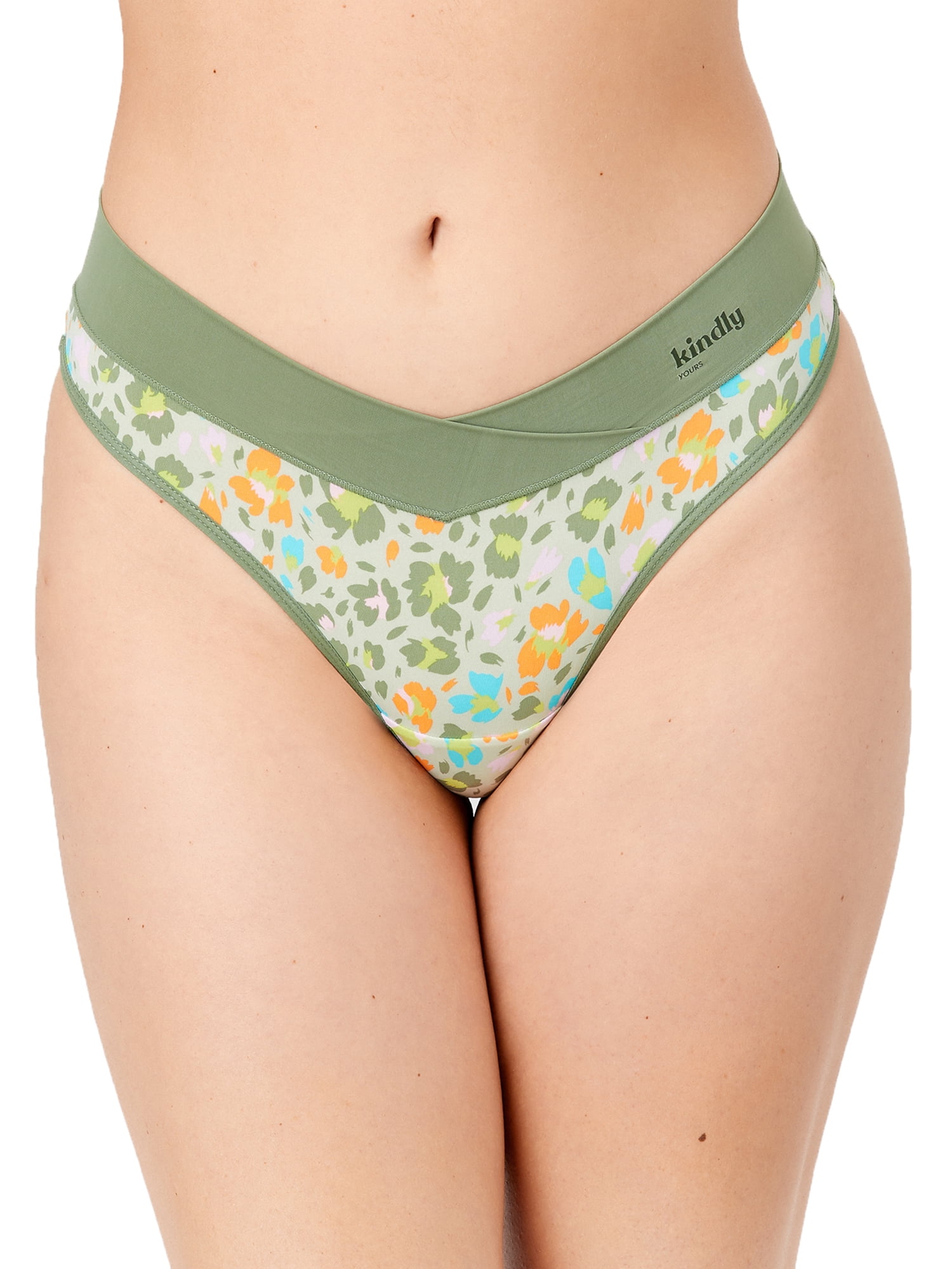 Kindly Yours Women's So Comfy Crossover Waist Thong Panties, 2-Pack, Sizes XS-XXXL