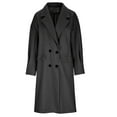 thumbnail image 4 of IROINNID Women's Mid-Long Trench coat Coat Notch Lapel Solid Color Long Sleeve Casual Warm Coat Cardigan Winter Outerwear, Black, 4 of 6