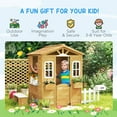thumbnail image 6 of Outsunny Wooden Playhouse for Kids Outdoor with Flower Pot Holders, Natural, 6 of 10