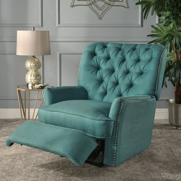 Noble House Chatwin Standard Tufted Fabric Power Recliner, Dark Teal