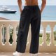 thumbnail image 5 of Pantalones largos para hombre, de ocio, con bolsillo, cordón, tubo recto, sueltos, fáciles de doblar, de moda, de poliéster, 5 of 9