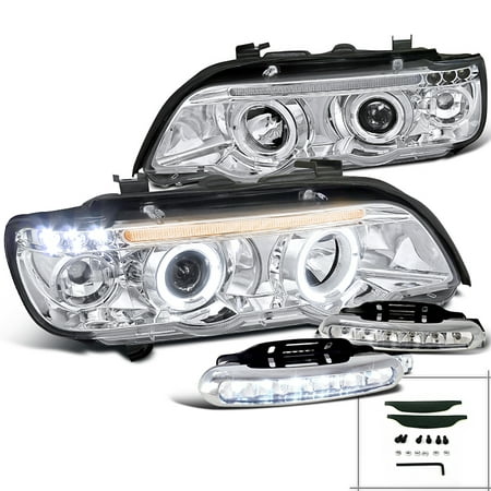 Spec-D Tuning For 2001-2003 Bmw E53 X5, Chrome Halo Led Projector Headlights, Led Bumper Fog Lamps