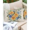 thumbnail image 6 of Yellow Blue Floral Throw Pillow Cover 20 x 36 Inch Decorative Pillow Cover Eucalyptus Leaves Botanical Lumbar Pillowcase Seasonal Rectangle Cushion Case for Couch Sofa Bed Living Room, 6 of 7