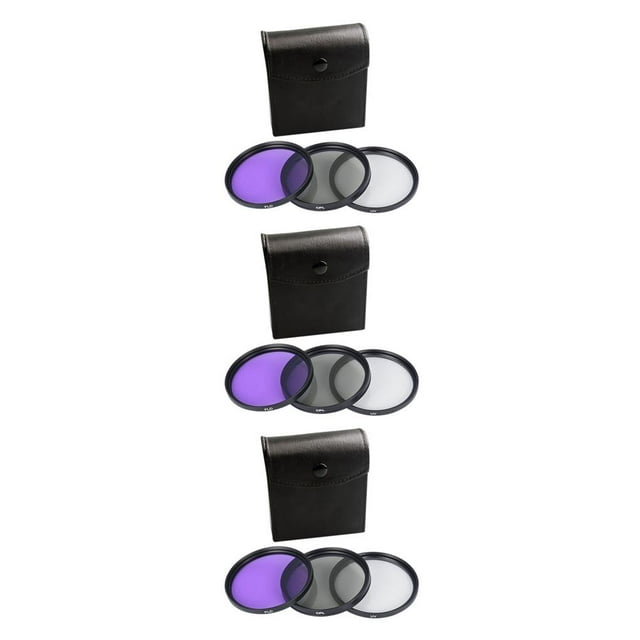 ZLight 3 Pcs 3-in-1 Lens Filter with Bag 49MM 52MM 55MM 58MM 62MM 67MM 72MM 77MM Protector Filtering Circular Polarizer Carrying Case 58mm 3Set