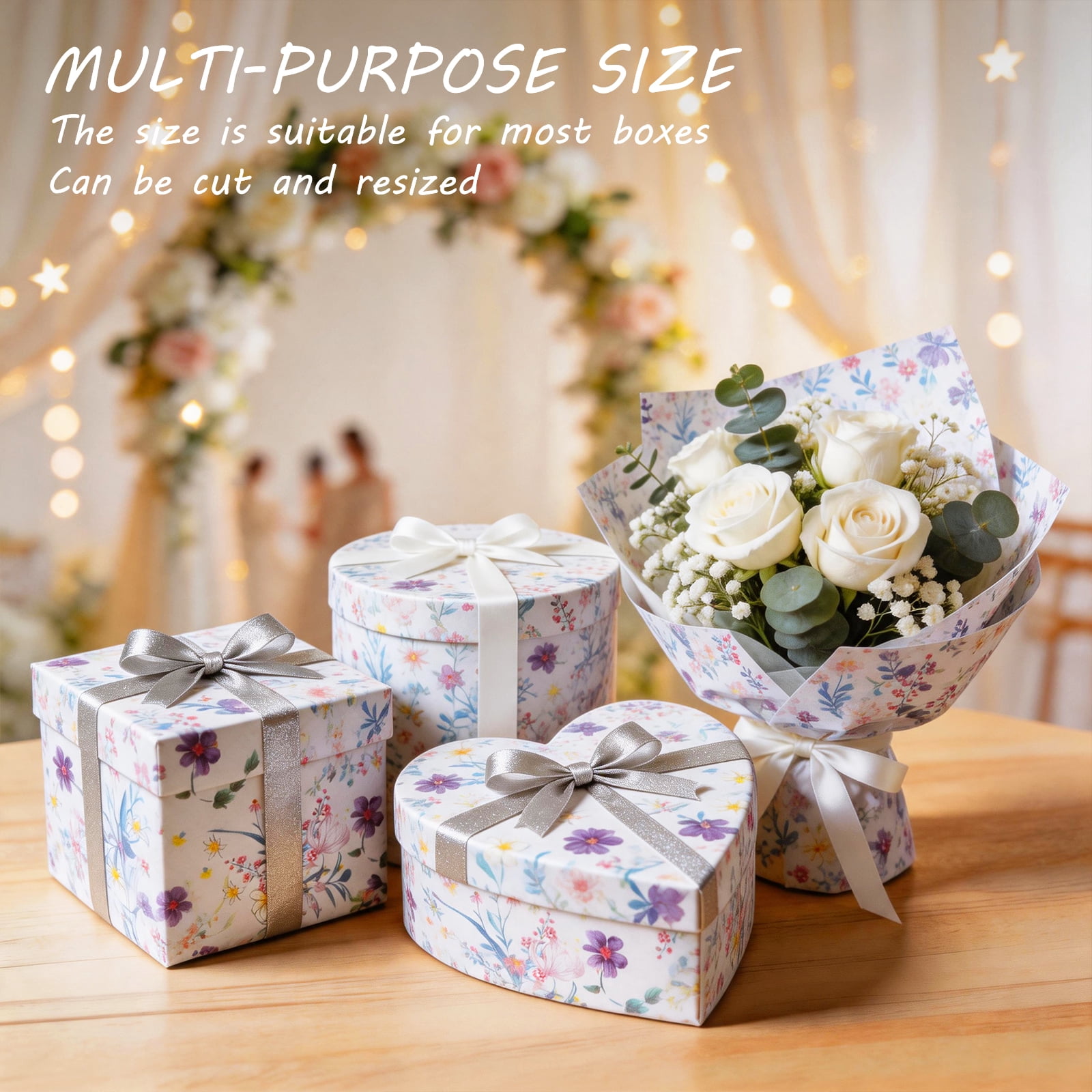 Floral Tissue Paper, 20x14"200 Sheets Vintage Wildflower Present Wrapping Tissue Paper for Wedding Birthday Party Decor Box Basket Filler