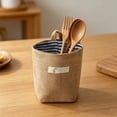 thumbnail image 5 of Naittoop Small Rustic Linen Hanging Storage Basket 4.7*5.3in Wall Mount Organizer Bag with Striped Lining for Versatile Kitchen Bathroom Home Key Mail Cosmetics Holder, 5 of 6
