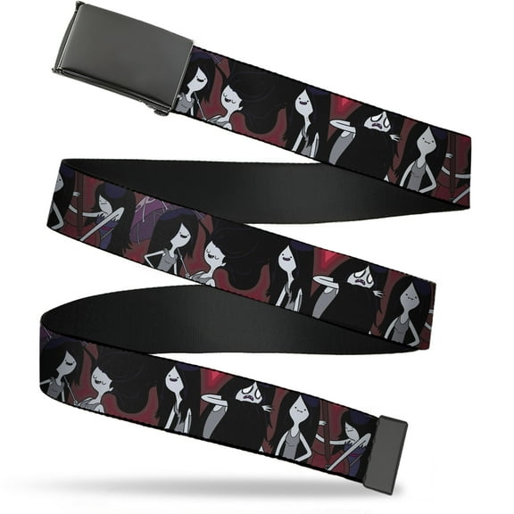 Adjustable Belt, Clamp Buckle, Cut-to-Fit, Adventure Time Marceline Poses Collage Reds