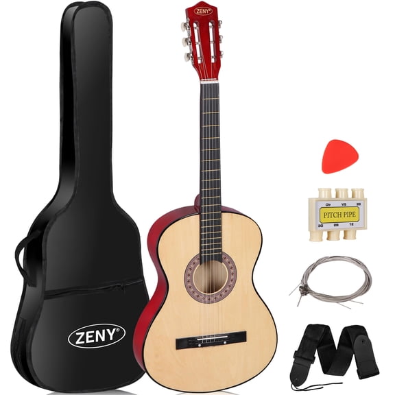 ZENY 38" Acoustic Guitar for Beginners, Student Starter Kit with Gig Bag, Strap, Tuner & Picks -Natural