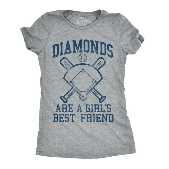 Womens Diamonds Are A Girls Best Friend T Shirt Funny Cute Baseball for Ladies Womens Graphic Tees