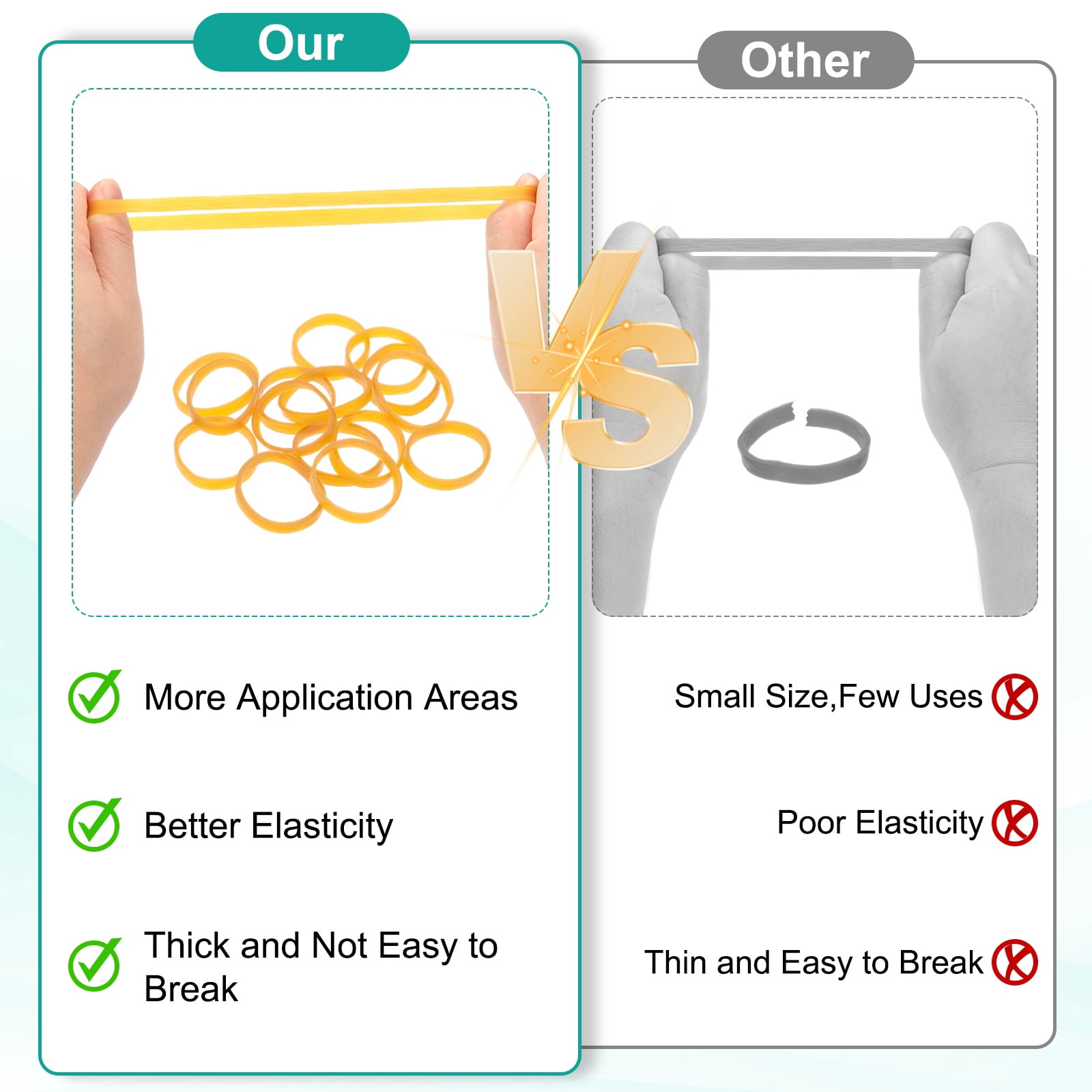 400Pack Rubber Bands, 3.94x0.16 Inch Elastic Bands for Office Supplies, Yellow