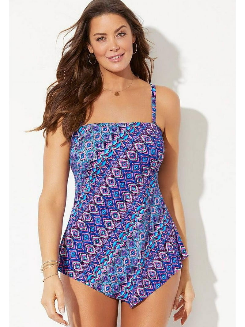 Swimsuits For All Women's Plus Size Scarf Bandeau Longer Length