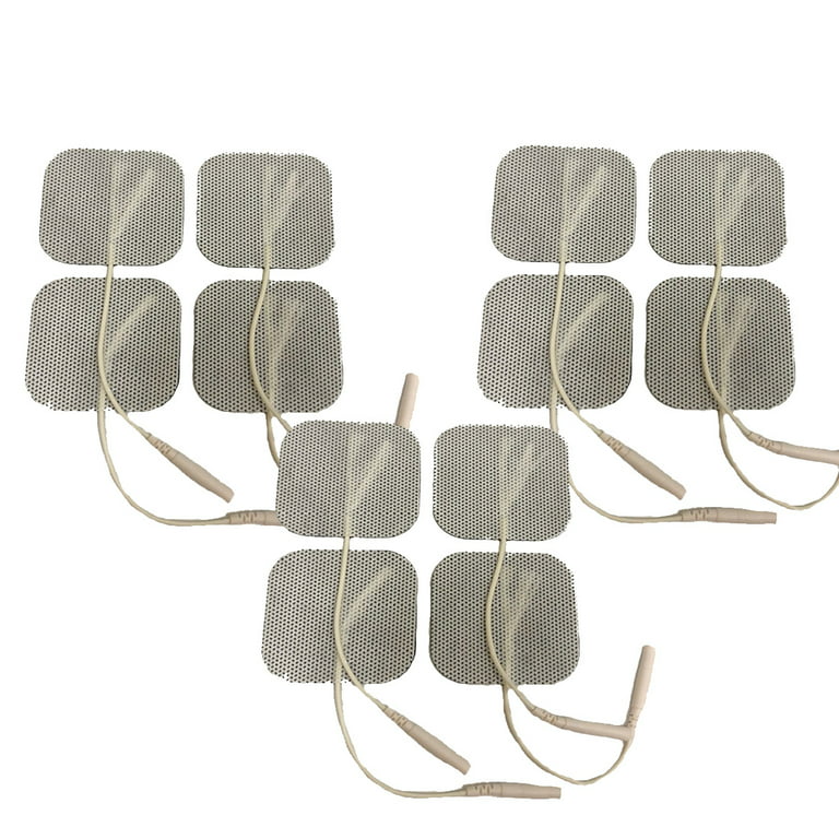 12 TENS Unit Electrode Pads 2 x 2 Replacement TENS EMS Massage 2 Inch  Square White Cloth with Premium Adhesive Gel