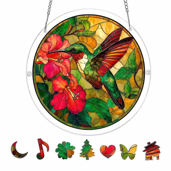 Acrylic Puzzle Suncatcher, 83 Piece Window Hanging Puzzle, Stained Glass Style Sun Catcher Ornament, 7.4 x 7.4 in DIY Decorative Puzzle for Adults, Bedroom Living Room Window Decor