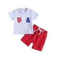 thumbnail image 2 of BJUTIR Independence Day Printed Outfits Set For Boys Baby Toddler 4 Of July Short Sleeve Letter Dinosaur Prints T Shirt Tops Shorts Outfits, 2 of 6