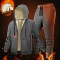 thumbnail image 5 of Mens 2 Piece Tracksuits Sherpa Lined Thick Zip Up Hoodie Jacket and Joggers Pant Sets Warm Winter Sport Outfits (XL, Gray), 5 of 7