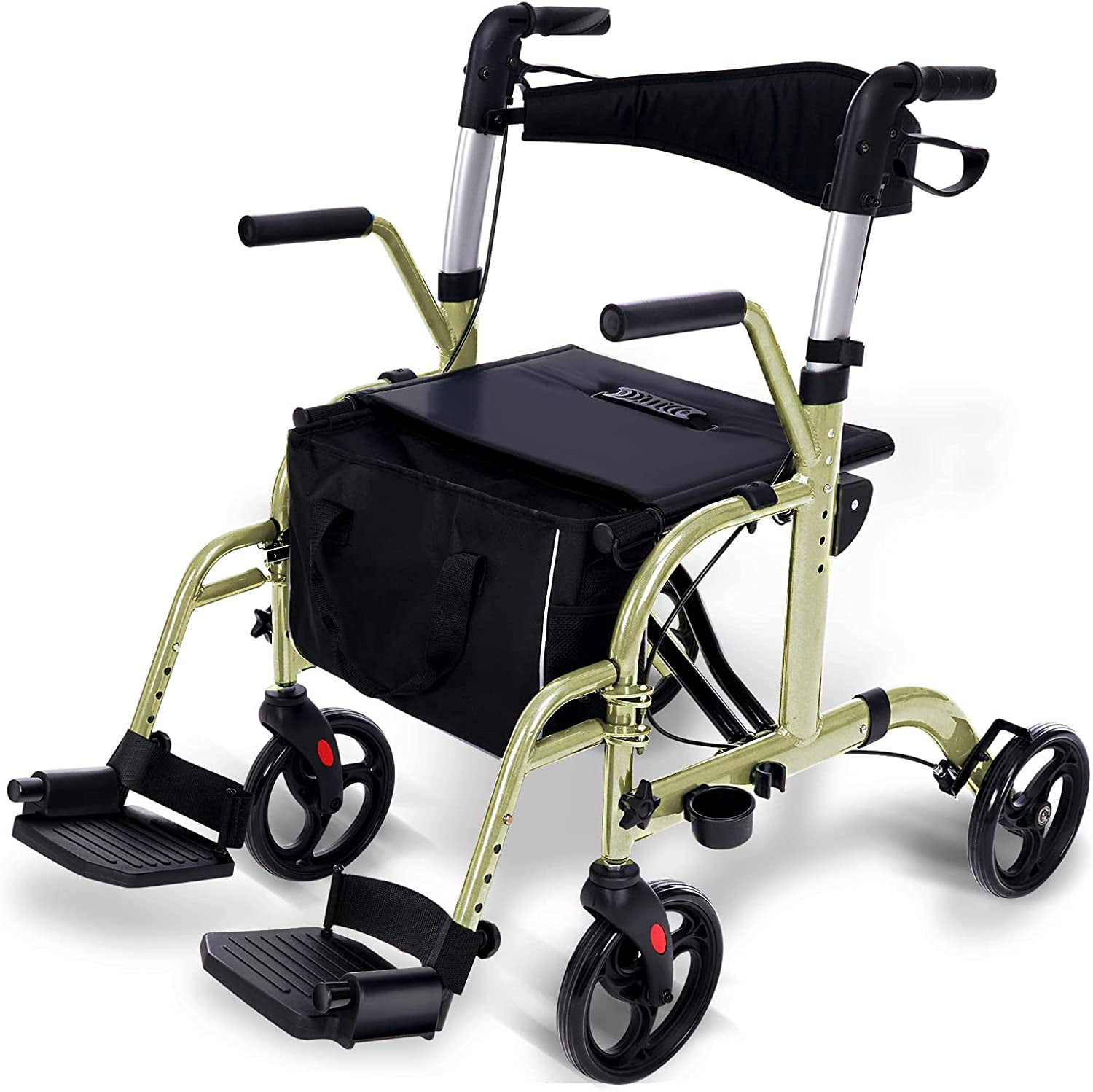 2 In 1 Rollator Walkers For Seniors With Padded Seat- Medical Transport ...