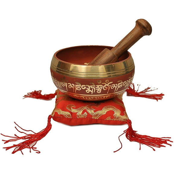 Handmade 5.5 in Colored Tibetan Singing Bowls Buddha of Compassion om Mani Padme