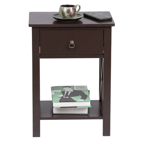 Side Table With Drawers And Shelf