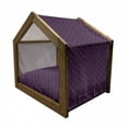 thumbnail image 2 of Indigo Pet House, Oriental Design with Floral Swirl Leaf Details Image Print, Outdoor & Indoor Portable Dog Kennel with Pillow and Cover, 5 Sizes, Eggplant Purple, by Ambesonne, 2 of 5