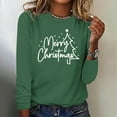 thumbnail image 2 of Timegard Hauts pour Femmes Joyeux Noël Imprimé Manches Longues Col Rond Chandail Décontracté Ample Confortable Automne, 2 of 4