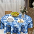 thumbnail image 6 of Winter Blue Snowflakes Round Tablecloth Blue and White Round Christmas Table Cover 60 Inch Washable Xmas Holiday Table Cloth for Home Kitchen Dining Room Patio Picnic Party Indoor Outdoor Decor, 6 of 6