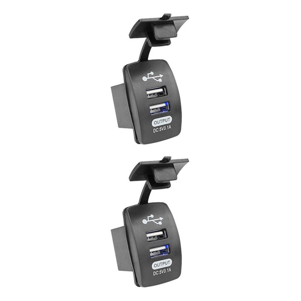 Riwesomey de coche Universal de 5V 3.1A, puertos USB duales a prueba de agua, adaptador automático, de teléfono a prueba de polvo para Azul 2piezas Riwesomey CBP053477