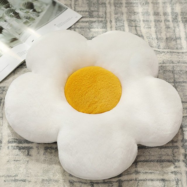 1pc 30-75CM Colorful Flower Plush Cushion Toy Soft Cartoon Plant Stuffed Doll Chair Cushion Sofa Pillow Floor Mat Kawaii Giftwhite35cm Deng Xun unisex
