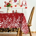 thumbnail image 2 of Valentine''s Day Tablecloth 60×120 Inch Rectangle, Love Plants Red Washable Table Cover for Party Picnic Dinner Decor, 2 of 6