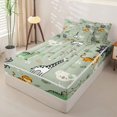 thumbnail image 2 of Castle Fairy Kawaii Animal Giraffe Monkey Zebra Zipper Queen Comforter Set with Fitted Sheet and 2 Pillowcases,Cute Tropical Palm Leaf Zipper Bedding Set,Sage Green,Reversible,4 Pieces, 2 of 6