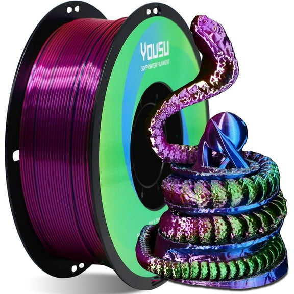Tri Color PLA 3D Printer Filament 1.75mm, Coextrusion Rainbow PLA Filament with Silk PLA Pink-Blue-Green, Multi Color 3D Printing Filament /-0.02mm, 1kg/2.2lbs