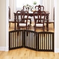 thumbnail image 3 of Wooden Freestanding Foldable Pet Gate for Dogs, 24 inch 3 Panels Step Over Fence, Dog Gate for The House, Doorway, Stairs, Extra Wide (Espresso, 24" Height-3 Panels), 3 of 16