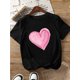 thumbnail image 2 of Camiseta estampada con corazón de amor salvaje - Top informal de manga corta con cuello redondo para mujer, elástica - Regalo perfecto para San Valentín, San Valentín, Corazón, 2 of 6