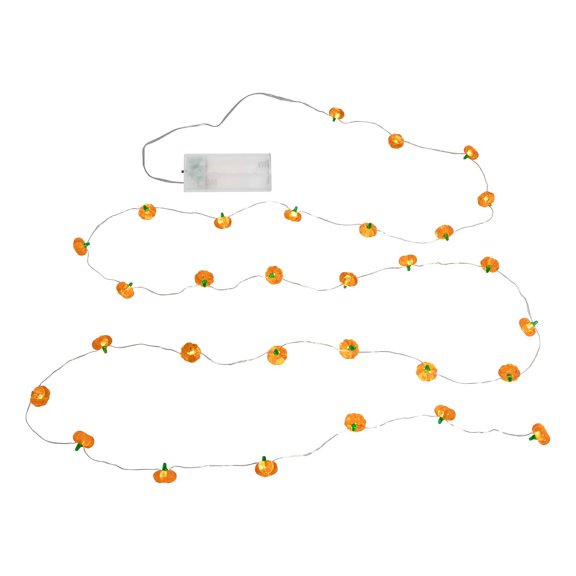 LumaBase Battery Operated String Lights with LED Lights and Pumpkin Motifs