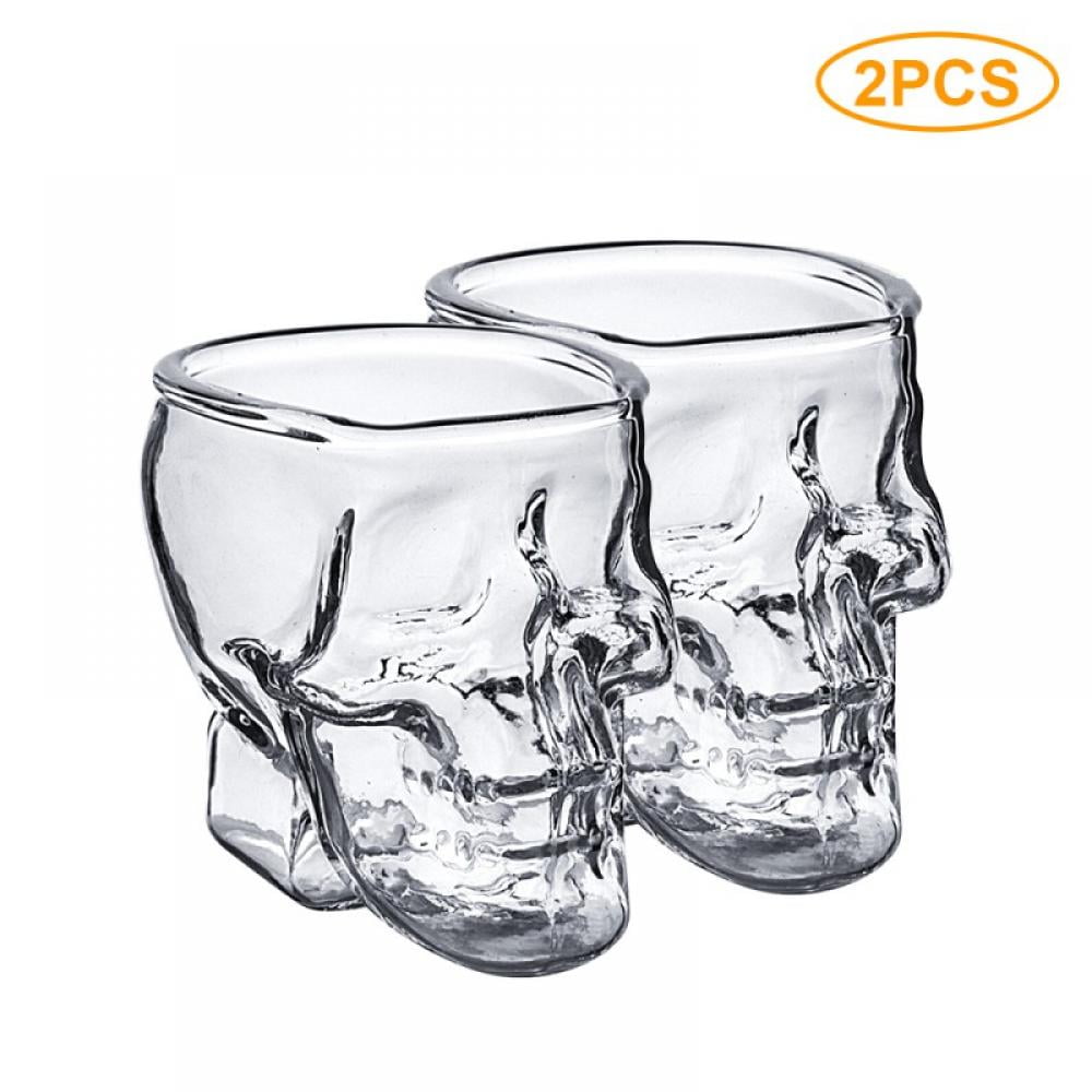 Set of 4 Matte Black Glass Skull-Shaped Drink Cups – MyGift