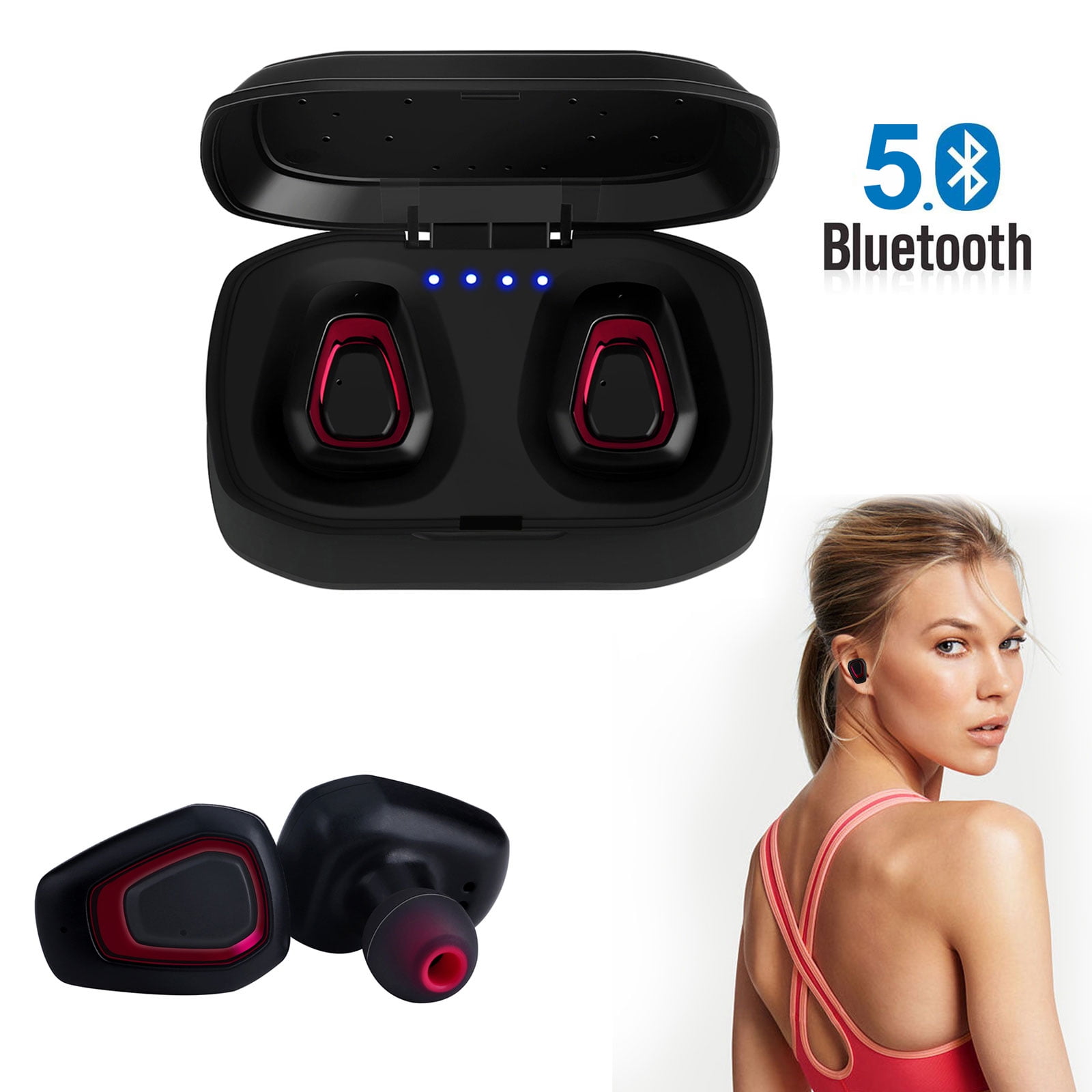 Bluetooth 5.0 Bass True Wireless Headphones, Sports Wireless Earbuds Earphones, Built-in Microphone for iPhone, Samsung, Android Phone Bluetooth 5.0 Bass True Wireless Headphones, Sports Wireless Earbuds Earphones, Built-in Microphone for iPhone, Samsung, Android Phone