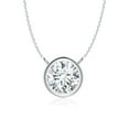 thumbnail image 1 of Angara Collier Diamant Naturel - Collier Solitaire Diamant Rond Serti de Lunettes en Or Blanc 14K pour Femmes, 1 of 10
