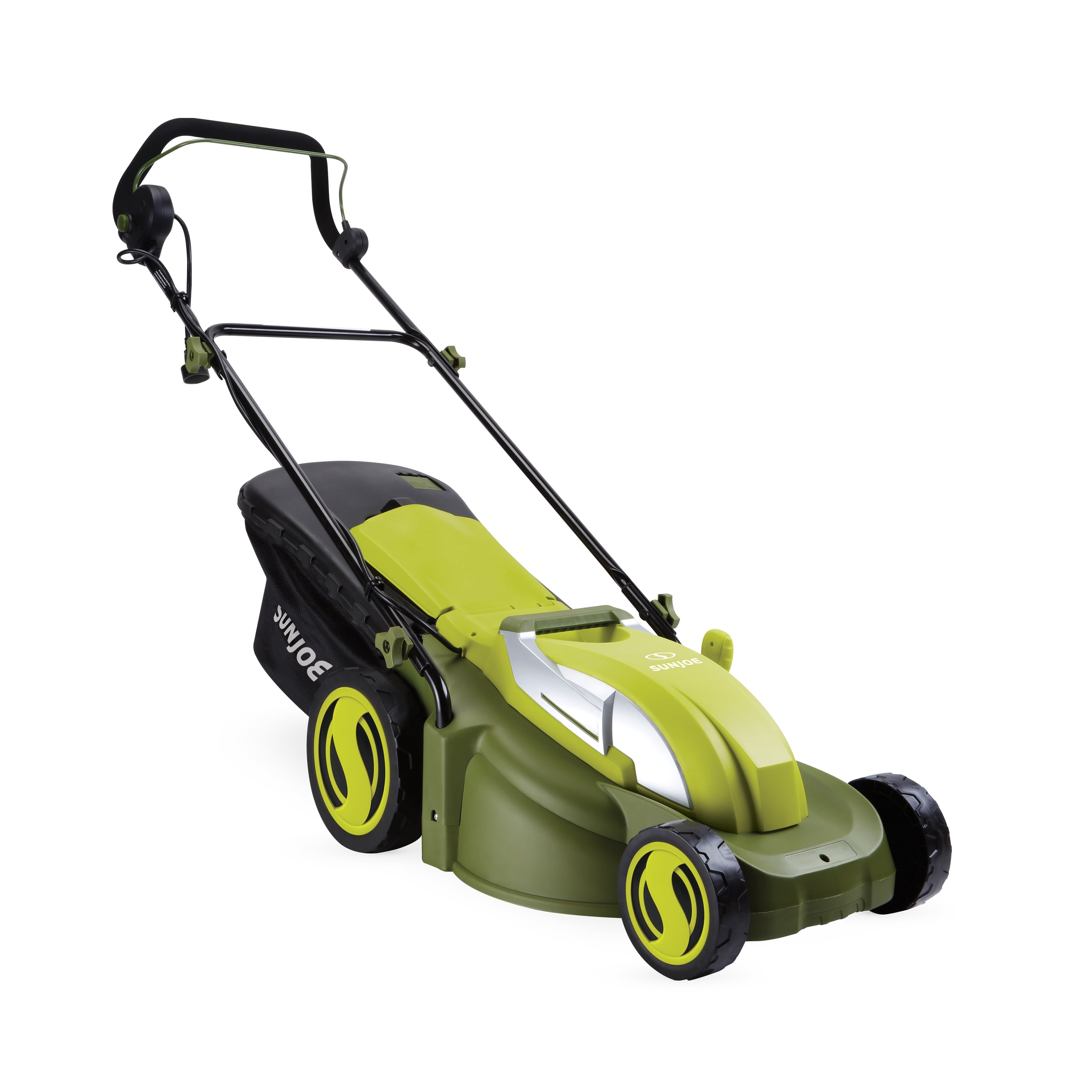 Sun Joe Push Lawn Mower and Mulcher, 17" Electric Walk Behind Grass Cutter, SUJ-MJ403E