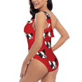 thumbnail image 6 of Daiia Bulldog Red Women's One Piece Swimsuits Personalized One Shoulder Swimwear Asymmetric Ruffle Bathing Suits-Medium, 6 of 8