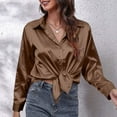 thumbnail image 4 of Tosmy Blouse For Women Satin Silk Button Down Shirt Casual Loose Long Sleeve Work Long Edition Blouse Shirts For Women 2025, 4 of 6