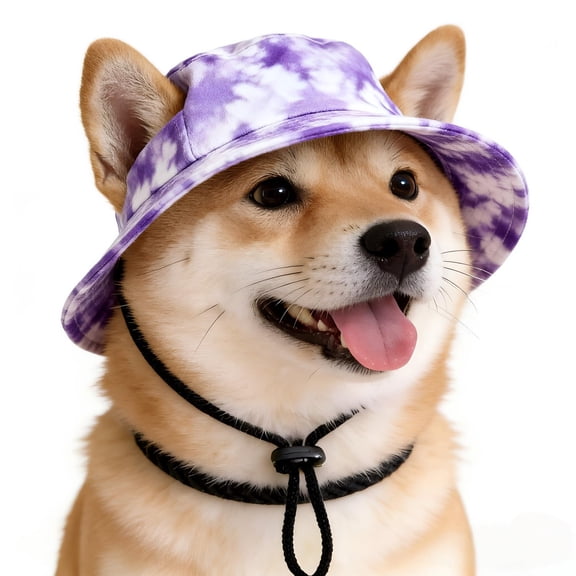 Dog Bucket Hat with Ear Holes Adjustment Summer Beach Visor Sunscreen Cap Suitable for Dog and Cat.