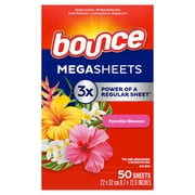 Bounce Dryer Sheets, Paradise Blossom Scent, 50 Mega Dryer Sheets