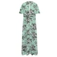 thumbnail image 6 of Uaswgudfs ​Floral Women's V-Neck Short Sleeve Midi Dress​ - Cotton Chiffon Summer 2025 Flow Style for Women Light Blue XL, 6 of 6