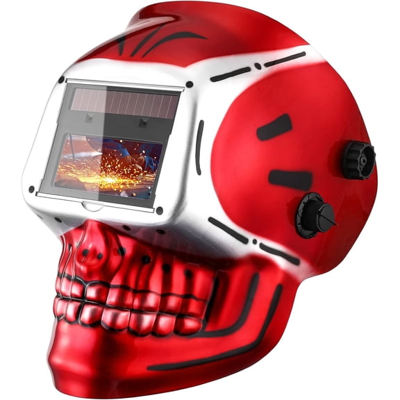 DEKORPO welding helmet auto darkening: true color solar powered auto darkening welding helmets welder mask hood (skull design)