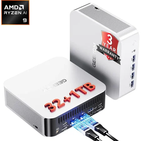 GEEKOM Mini PC A9 MAX AMD Ryzen AI 9 HX 370 32GB DDR5 1TB SSD AMD Radeon 890M Windows 11 Pro