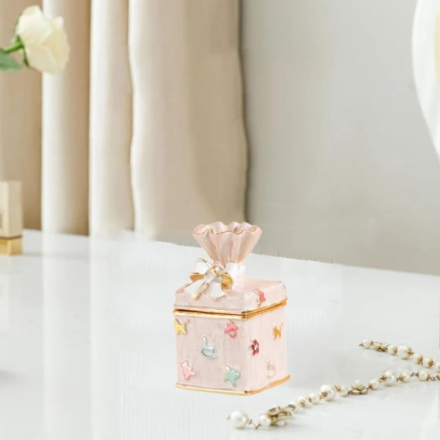 Mini joyero, estuche de almacenamiento de joyería, regalos de Metal con tapa, organizador de joyería, expositor de joyería para horquillas para hija