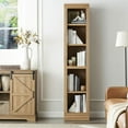 thumbnail image 3 of Open Box VAUXHILL & CO. Halston Narrow Bookcase, Adjustable Storage Shelving Unit, Oak, 3 of 13