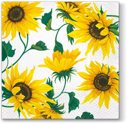 Paper Lunch Napkins Daffodils Floral Yellow Vibrant 3-ply Party BBQ Serviettes 
